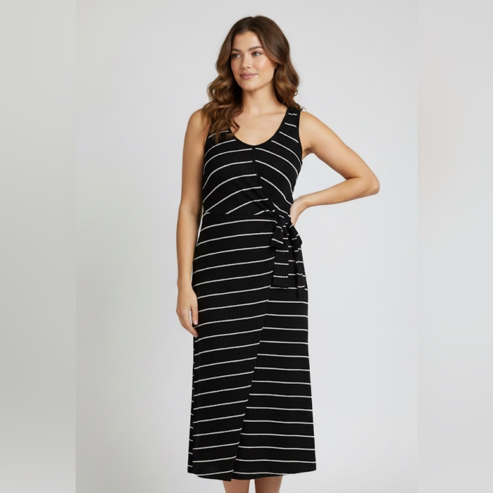 ‼️SOLD‼️ 144. NWT! Deep V, High Slit Ribbed Dress - Medium/Large